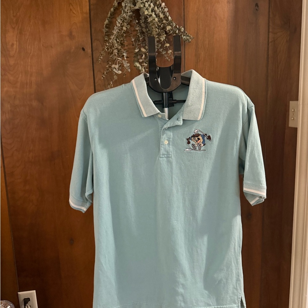 90’s Vintage Tazmanian Devil Light Blue Men's Polo Shirt…aka THE golf shirt